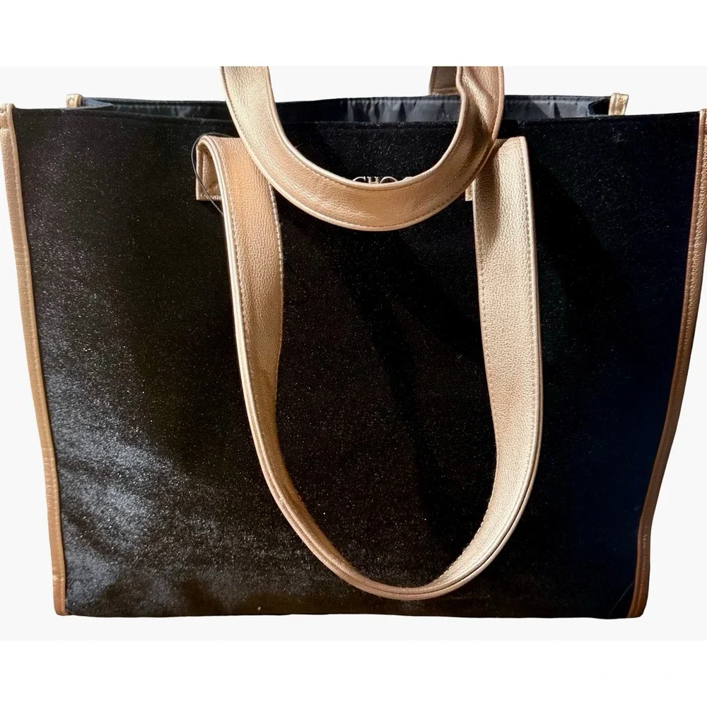Jimmy Choo Parfums Tote‎ Black Velvet Gold Trim and sparkle Large Shopper Bag